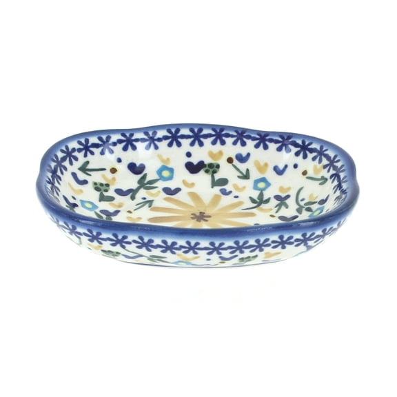 Blue Rose Polish Pottery Yellow Daisy Soap Dish