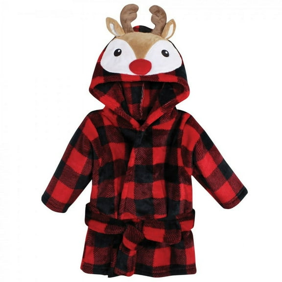 Hudson Baby Unisex Baby Plush Animal Face Bathrobe, Rudolph, 0-9M