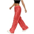 thumbnail image 7 of cfhntfmh Sequin Pants Women Stretchy Waist Wide Leg Sparkle Pant Casual Loose Glitter Trousers Night Party Clubwear, 7 of 7