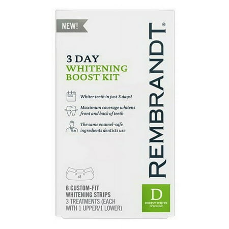 Rembrandt Deeply Whitening Boost Kit 3 Day, 6 Custom Fit Whitening Strips, 6 Ea