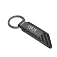 thumbnail image 2 of iPick Image for Cadillac Crest Logo Black Chrome Metal Plate Carbon Fiber Texture PU Leather Key Chain, Official Licensed, 2 of 5