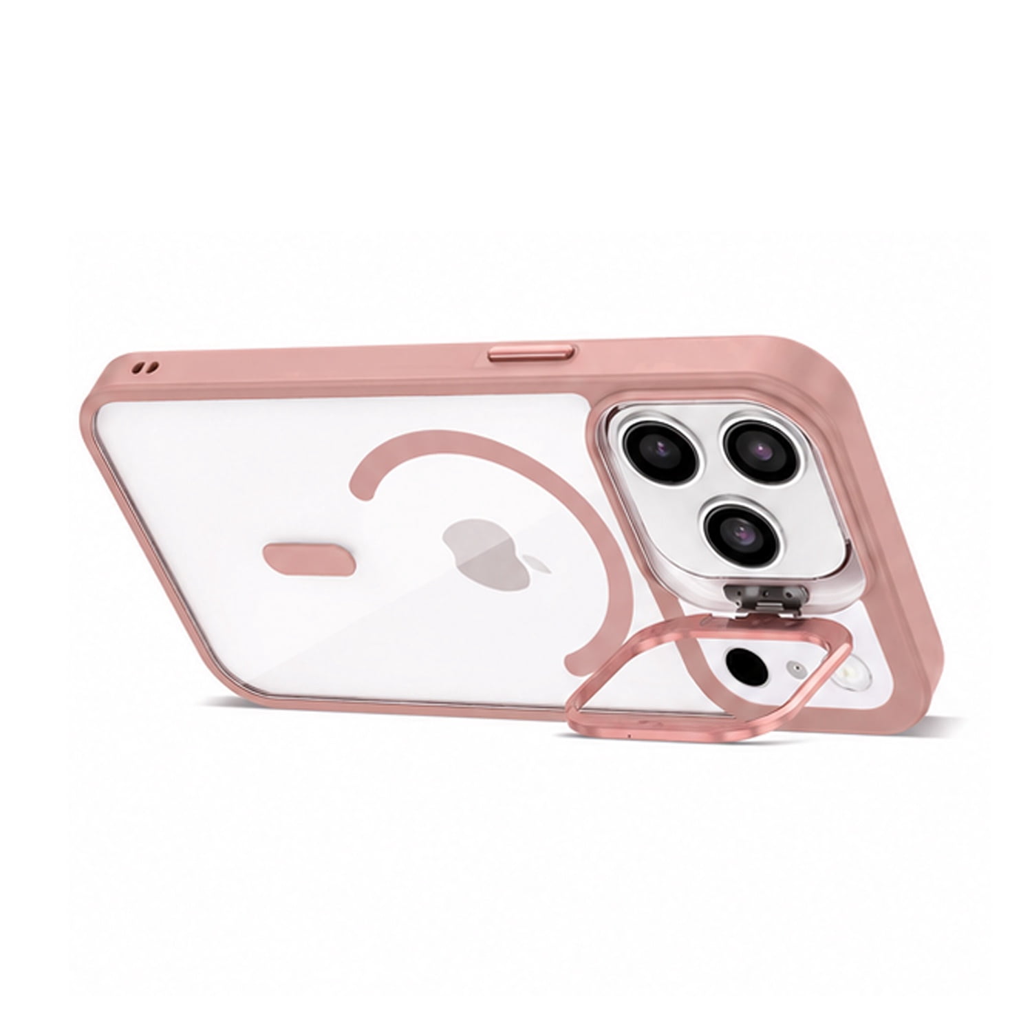 Slim Transparent Magnetic Case with Camera Stand for iPhone 17 Pro Max - Pink