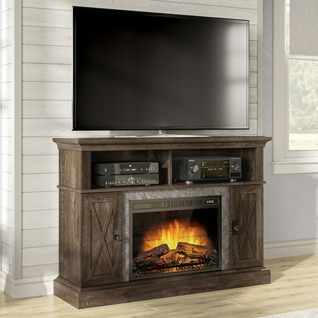 Kellum Media Fireplace Console for TVs up to 55”, 48" Stand, Brown
