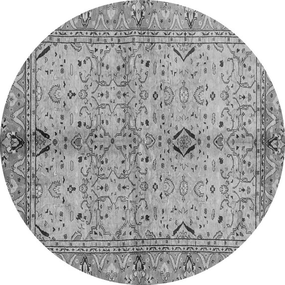 Ahgly Company Machine Washable Indoor Round Oriental Gray Traditional Area Rugs, 7' Round