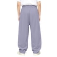 thumbnail image 5 of Open Bottom Active Sweatpants Boys Soft Fleece Cotton Blend Pull On Straight Leg Sweats 3-15Y, Light Purple, 5 of 9