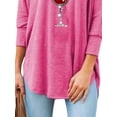 thumbnail image 4 of DYMADE Women Plus Size Loose Casual Round Neck 3/4 Sleeve Irregular T-shirt, 4 of 4