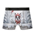 thumbnail image 2 of Playful Boston Terrier Welcomes Winter Snowy Day with Cardinal Bird All Over Print Boxer Briefs Underwear for Men Dad Gentleman Dog Lover Gifts - 120177, 2 of 6