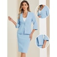 thumbnail image 2 of DARING DIVA Women's 2 Pcs Collarless Blazer Pencil Skirt Suit Set L Light Blue, 2 of 5