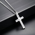 thumbnail image 5 of Rynsito Inspirational Bible Verse Cross Necklace for Men Son, Stainless Steel Plain Black Silver Cross Pendant Necklace for Men 20-24 Inches Curb Chain Faith Jewelry Gift, 5 of 6