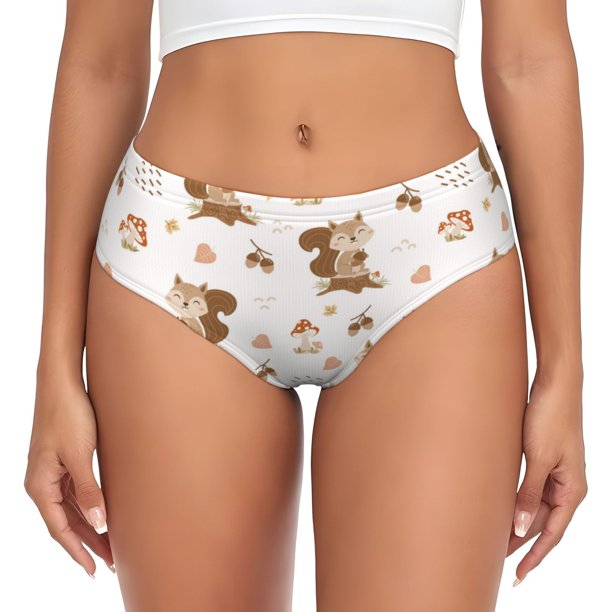 Fotbe Fall Squirrel Calzones Estampados para Mujer – Ropa Interior de Algodón, Cómoda, Suave y Elástica-XX-Large