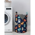 thumbnail image 3 of Animals Laundry Bag, Cartoon Style Cat Dog and Mouse Silhouettes Funny Characters on a Dark Background, Basket with Handles Drawstring Closure for Laundromats, 13" x 19", Multicolor, by Ambesonne, 3 of 4