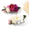 thumbnail image 3 of Flower Bride Wedding Hair Comb White Floral Bridal Hair Clip Leaf Hair Piece Rose Hair Accessories for Women and Bridesmaids (Purple), 3 of 4