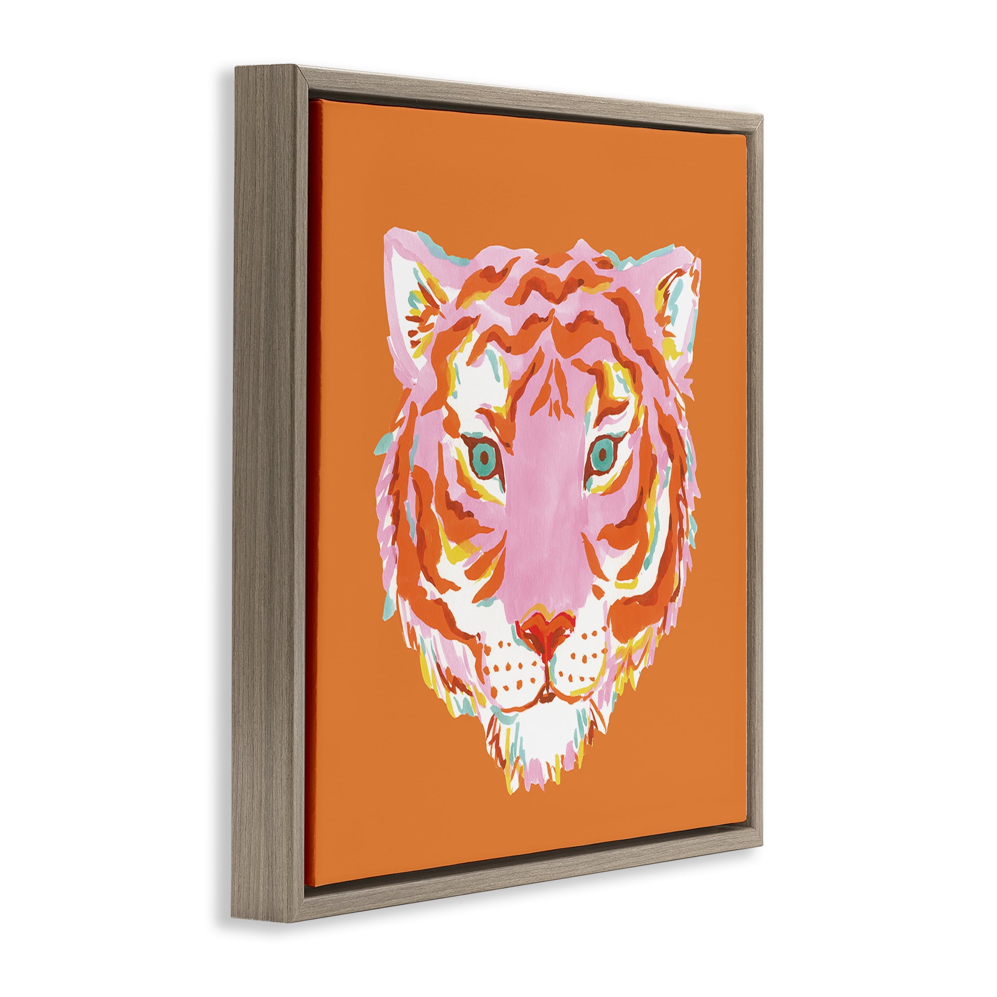 Stupell Industries Fun Bold Orange Tiger Brown Framed Floater Canvas Wall Art, design by Karolina Sato