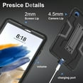 thumbnail image 5 of FIEWESEY Tablet Case for Samsung Galaxy Tab A9 8.7 inch Cover, Shockproof Drop-Proof Protective Kids Case with Stand for Tab A9 5g SM-X110/SM-X115(Black+Black), 5 of 6