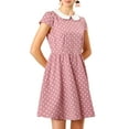 thumbnail image 3 of INSPIRE CHIC Women's  Peter Pan Collar Above Knee Hidden Zipper Back a-Line Dress XL Pink, 3 of 8