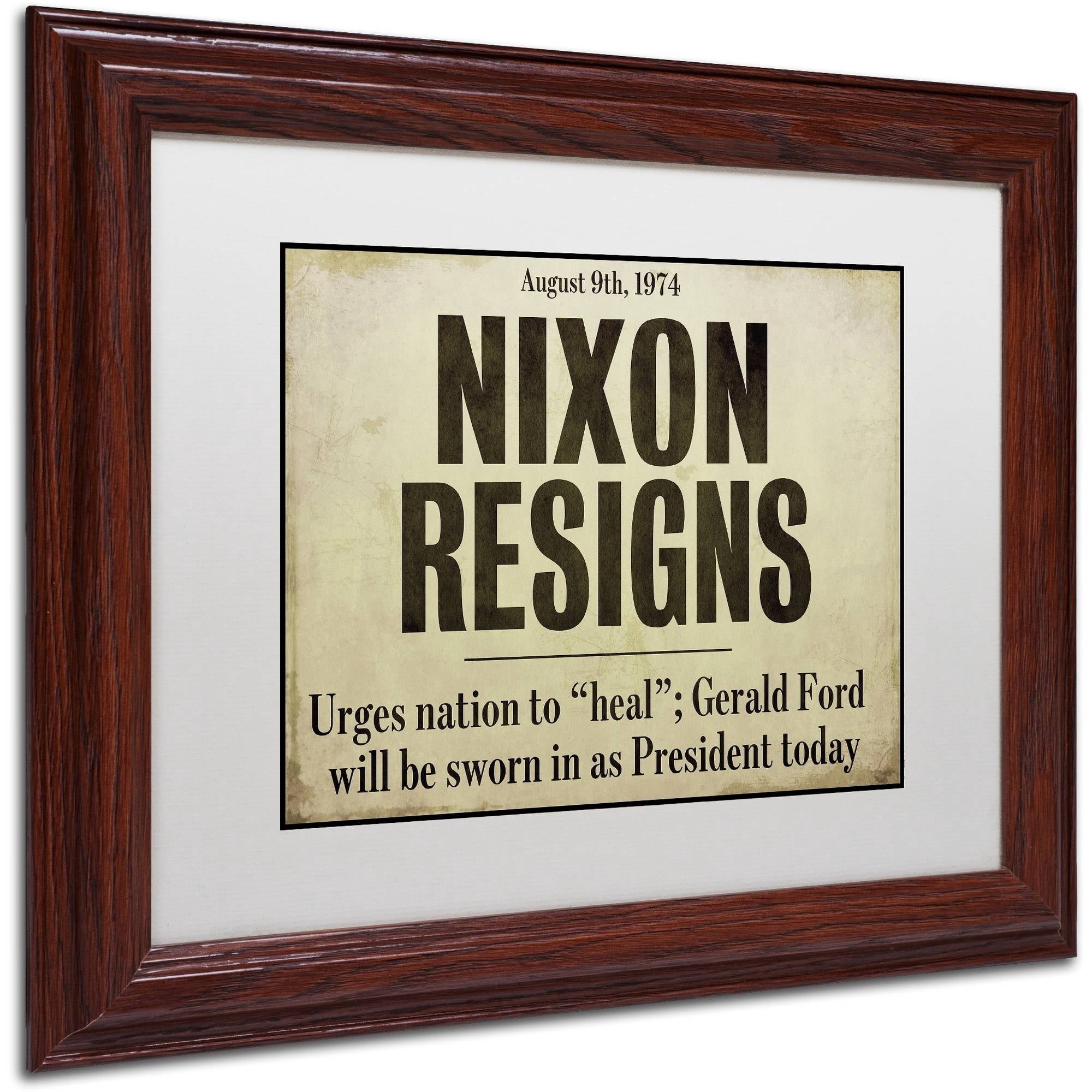 Trademark Fine Art "Nixon" Canvas Art by Color Bakery White Matte, Wood Frame