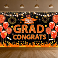 thumbnail image 4 of Graduation Theme 2024 Banner Orange Balloons Congrats Backdrop for Graduation Celebration Party Decor Ceremony, 4 of 7