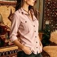 thumbnail image 4 of IUYRTFE Women's Corduroy Blazer Jacket Long Sleeve Lapel Collar Casual Work Coat with Pockets, 4 of 8