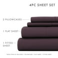 thumbnail image 3 of Noble Linens 4 Piece Solid Microfiber Bed Sheet Set, Purple, Full, 3 of 10