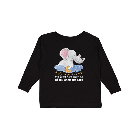 Inktastic My Great Aunt Loves me to the Moon and Back Elephant Family Boys or Girls Long Sleeve Toddler T-Shirt