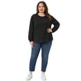 thumbnail image 3 of DARING DIVA Women's Plus Round Neck Long Sleeve Casual Pullover Blouse 2X Black, 3 of 6