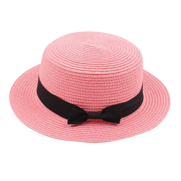 JIKNTTR Kids Girls Boys Summer Straw Hat Wide Brim Floppy Beach Sun Visor Hat Bucket Hats Travel Straw Sun Hat Fashion Hats