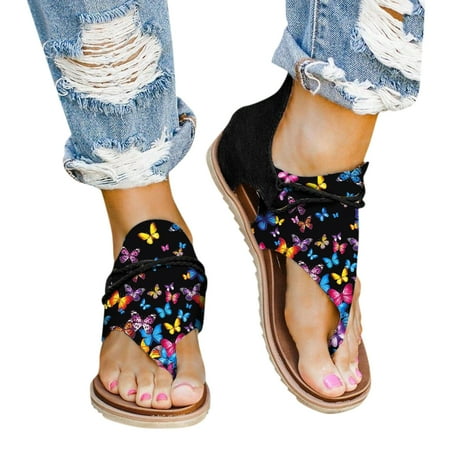 

Cathalem Saltwater Sandals for Women Summer Flops Flower Flat For Women Fashion Flip Print Sandals Shoes Women Sandals Size 7 Multicolor 8.5