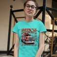 thumbnail image 3 of Tee Hunt America's Highways Route 66 T-Shirt Truck Driver Mechanic Teamster Women's T-Shirt Tee, Light Blue, 3X-Large, 3 of 5
