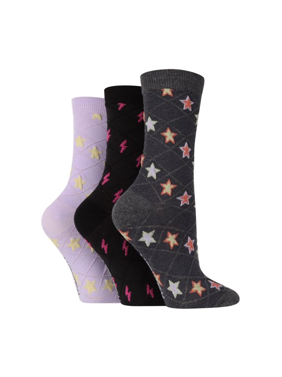 - 3 Pairs Ladies Knit Patterned Socks