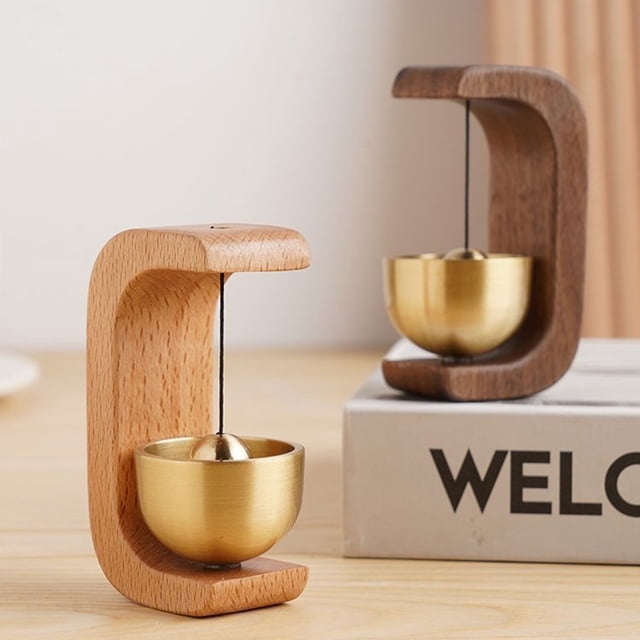 Xihbxyly Timbre Magnético de Madera, Fácil de Instalar En Superficies Metálicas, Elegante Diseño de Madera de Haya y Latón, Decoración de Pared Versátil, Perfecto para El Hogar, La Oficina, La Tienda