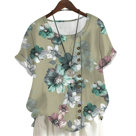 CLOOCL Women Blouses Elegant Flowers 3D Printed Short Sleeve T-Shirts Tops Oversized