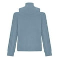 thumbnail image 5 of IROINNID Women Winter Autumn Sweater Cold Shoulder Solid Turtleneck Loose Fit Sweater Casual Knitted Tops,Mint Green, 5 of 7