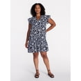 thumbnail image 2 of Time and Tru Women's Double Cloth Mini Dress with Flutter Sleeves, Sizes XS-XXXL, 2 of 6