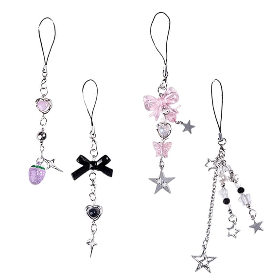 4 Units Stylish Phone Pendant Cool Card Chain Phone Charm Set Sweet Bag Pendant Cool Phone Chain Suitable for Bag Phone