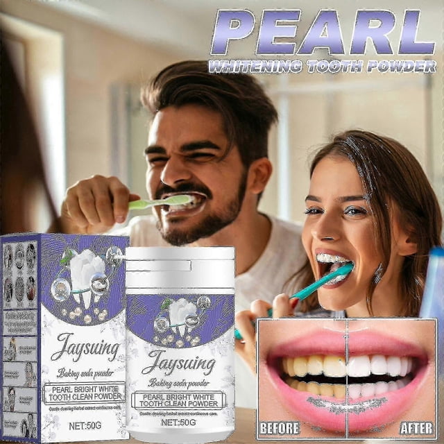 Jaysuing Pearl Whitening Tooth Powder Brightening Mouth Cleaning Tooth Stains And Yellowing Long Lasting Fresh Breath Baking Soda