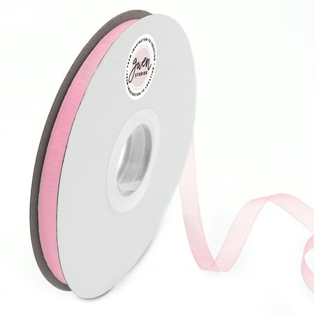 UPC: 0810056349684 | Pink Sheer Organza Ribbon for Crafts and Gift Wrap  3/8  x 100 Yards by Gwen Studios