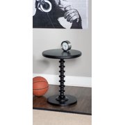 Linon Spectrum 18.5 Round Spindle Accent Table in Black Painted Wood