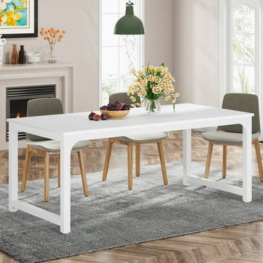 U0142-DTYZ 71" Modern Dining Table for 6-8, Kitchen Table for Dining Room - 70.87" L x 31.50" W x 29.53" H White