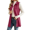 thumbnail image 4 of Women's Vintage Solid Color Button Fashion Casual Lapel Cardigan Jacket Top For Everyday Style, 4 of 8