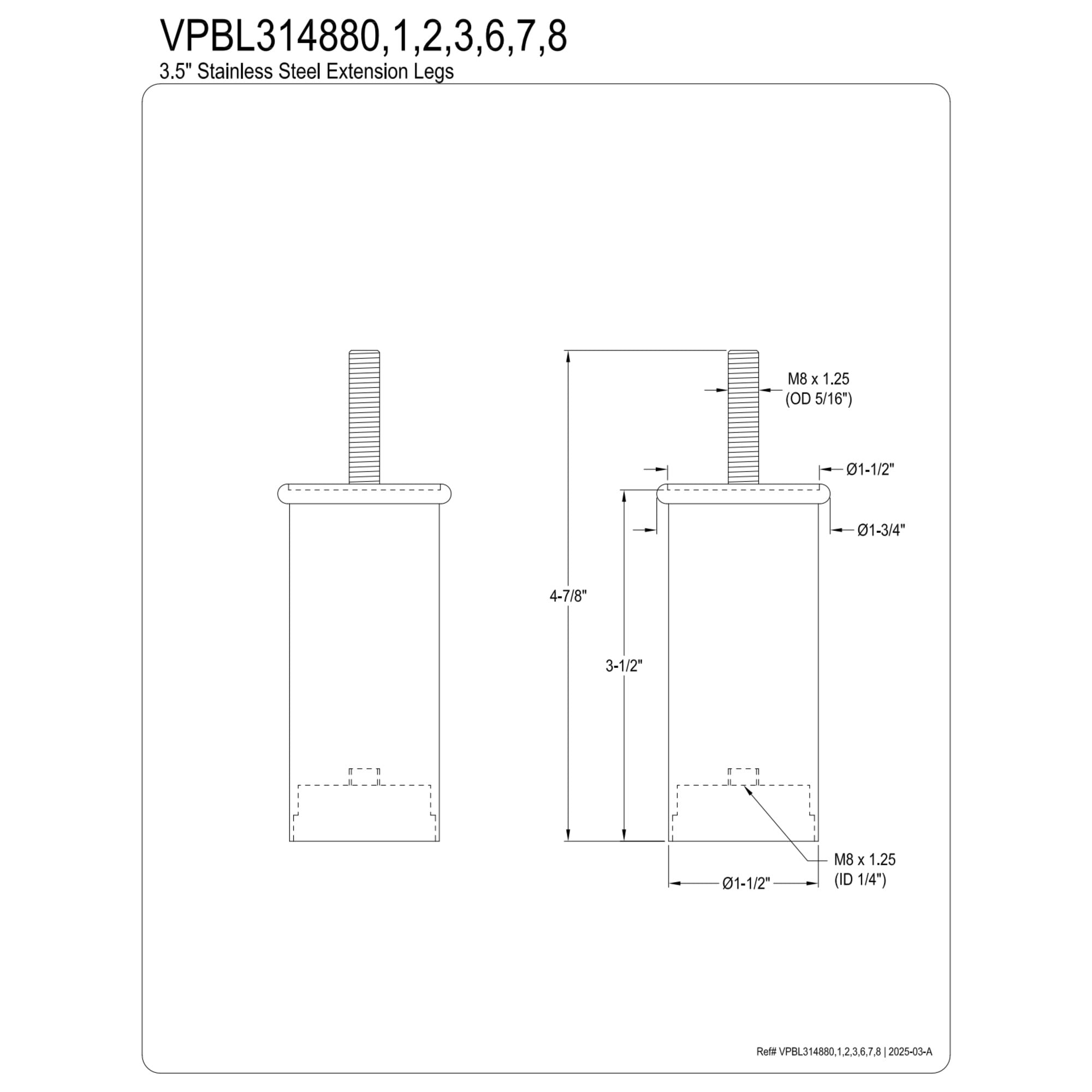 Kingston Brass VPBL314883 Imperial Extension Leg in Antique Brass