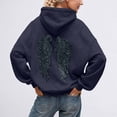 thumbnail image 2 of XINPING Sequin Angel Wings Hoodie Women Long Sleeve Sweatshirt Baggy Drawstring Sweat Shirt Casual Fall Winter Wear with Pocket, 2 of 8