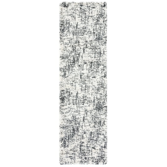 SAFAVIEH Hudson Shag Jada Abstract Runner Rug, Ivory/Dark Grey, 2'3" x 8'