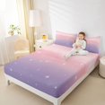 thumbnail image 4 of Homewish Starry Sky Twin Sheet Sets,Ink Painting Aesthetic Twin Fitted Sheet,Pink Purple Ombre Flat Sheet For Girls Teens,Microfiber Bedroom Decor,3-Piece, 4 of 7