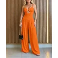 thumbnail image 6 of ChicMe Jumpsuits For Women Gold Ring Spaghetti Strap Cut-Out Waist Backless Wide Leg Jumpsuit Elegant Party Womens Rompers Orange-S, 6 of 8