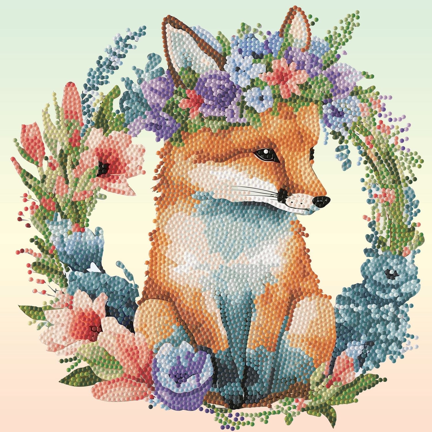 DIAMOND DOTZ® Floral Garland Fox Special Edition Diamond Painting Kit, Design Size: 11 x 11 inches