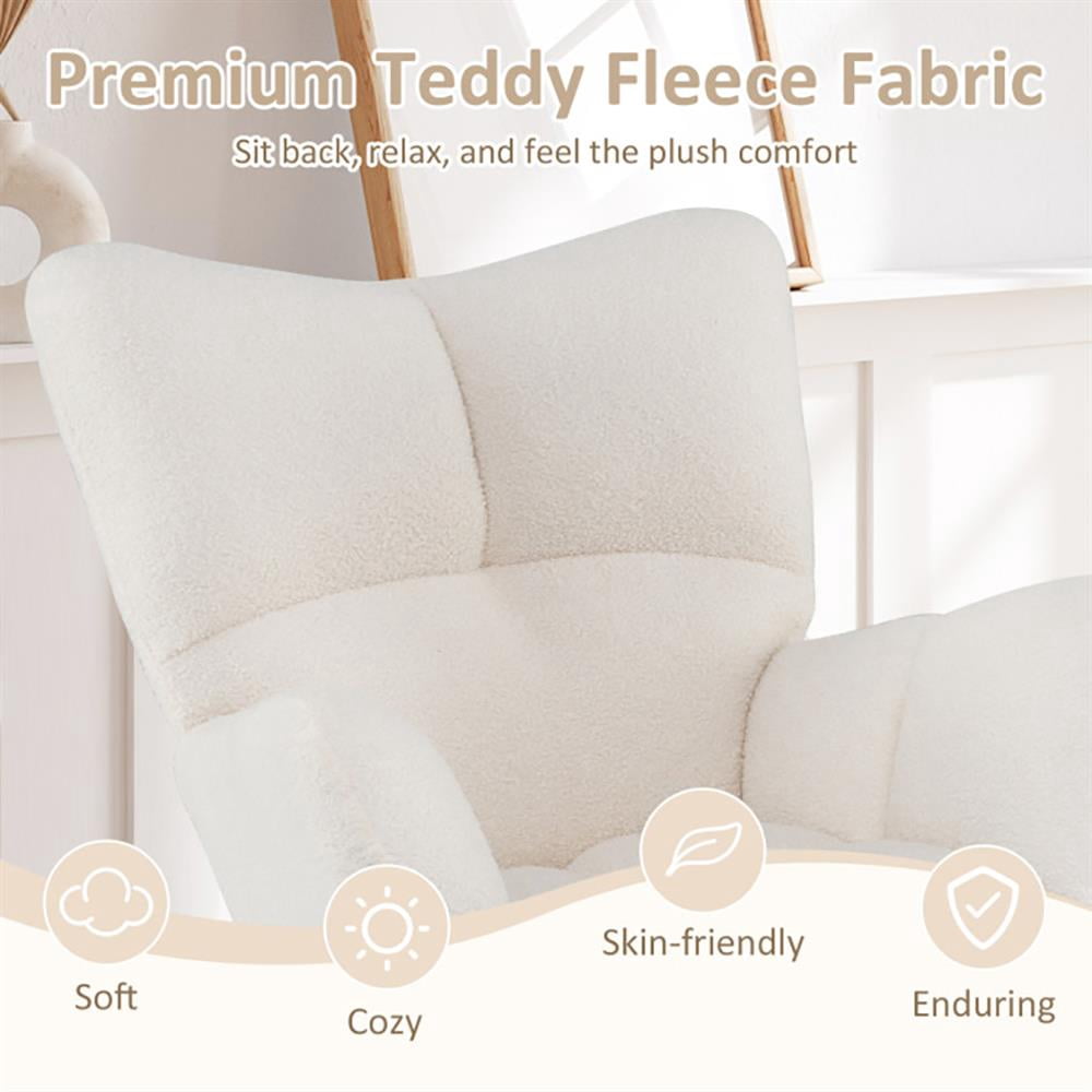 GVN Large Lazy Arm Chair, Lounge Sofa Chair,Nursery Rocking Chair with Comfy Backrest and Armrest-Beige