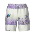 thumbnail image 4 of Lsque Mens Swim Trunks Lavender and Butterfly Pattern - Bathing Suit Compression Liner - Beach Swim Shorts Swimwear - (S-3XL) - Stretch Quick Dry -Large, 4 of 9