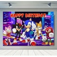thumbnail image 4 of Fondo de fotografía de Sonic, el erizo de velocidad, héroe corredor, fondo de fotografía de dibujos animados para cumpleaños de niños, accesorios de vinilo de poliéster rojo y azul, 4 of 5
