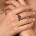 thumbnail image 4 of Gem Stone King 3.00 Ct Oval Blue Lapis Red Created Ruby 18K Yellow Gold Plated Silver Ring (Size 9), 4 of 6