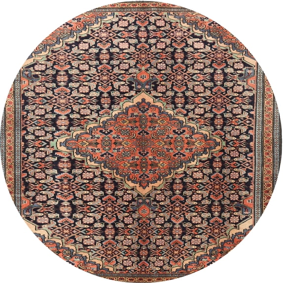 Ahgly Company Machine Washable Indoor Round Traditional Light Copper Gold Area Rugs, 3' Round
